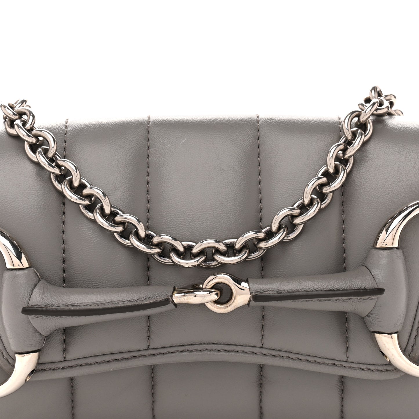 Nappa Vertical Matelasse Small Maxi Horsebit Chain Shoulder Bag Gray