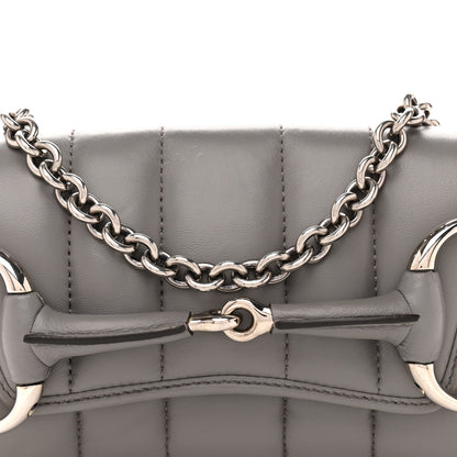 Gucci Nappa Vertical Matelasse Small Maxi Horsebit Chain Shoulder Bag Gray 8 of 10
