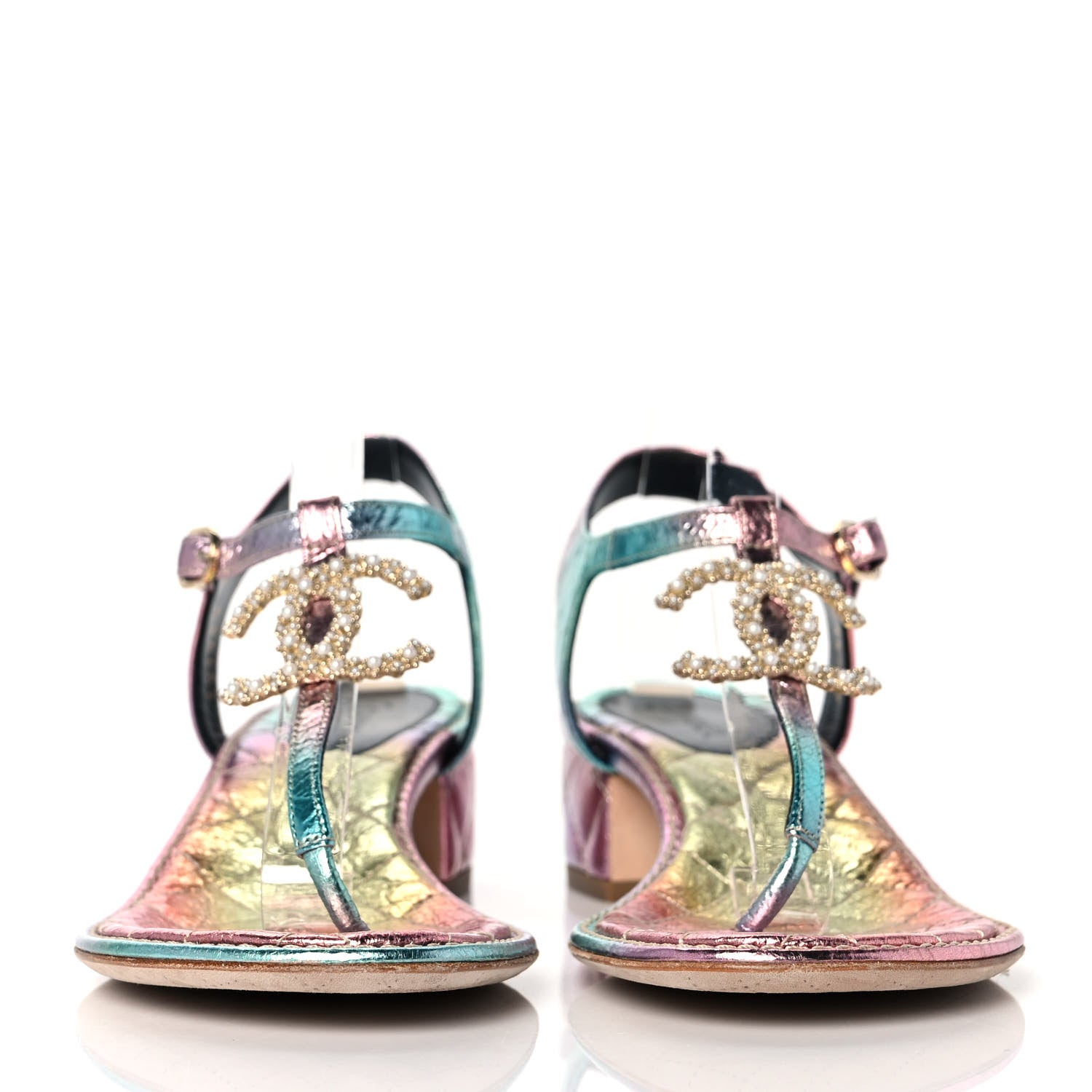 Chanel Goatskin Fantasy CC Pearl Thong Sandals 39 Multicolor 2 of 9