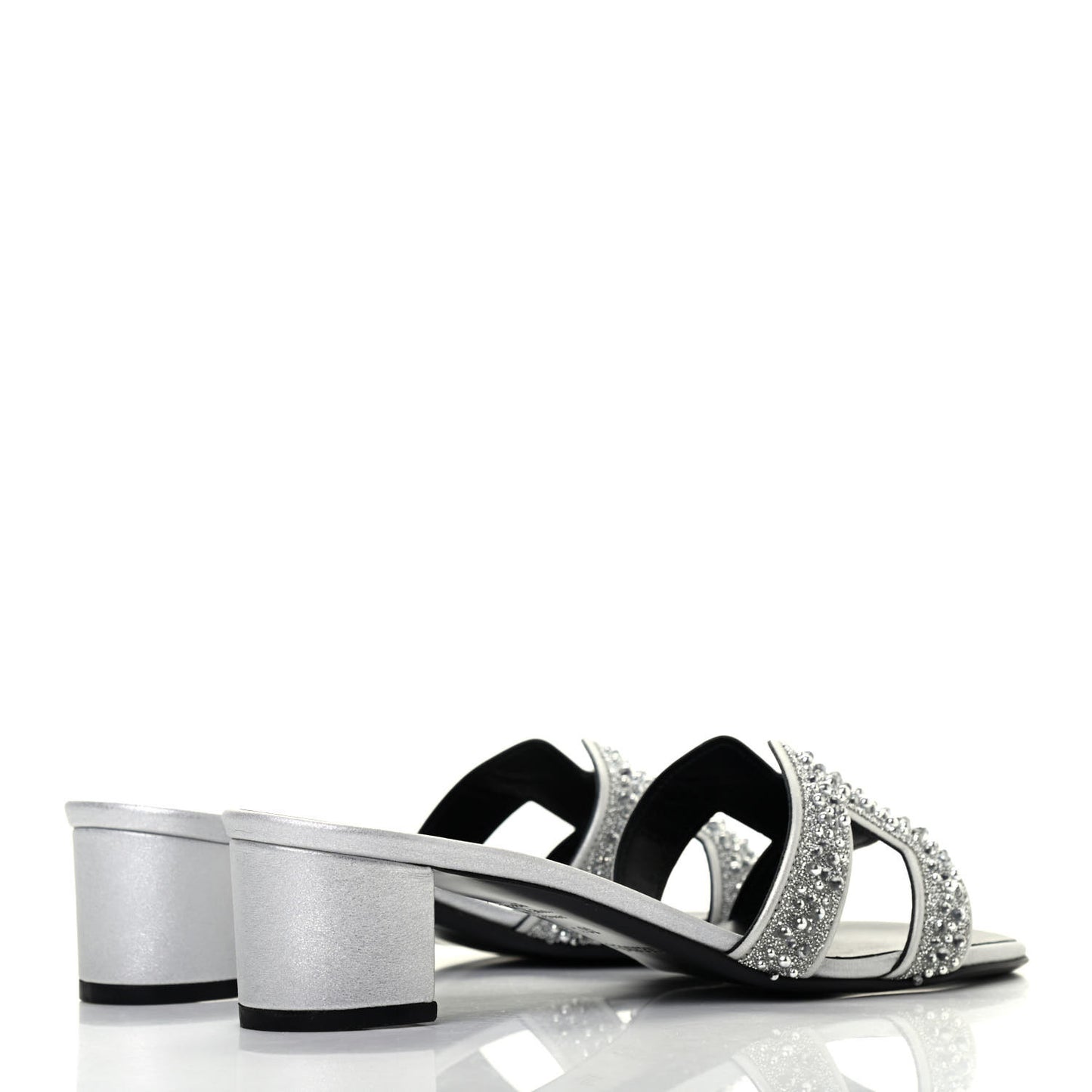 Suede Goatskin Crystal Oasis Sandals 36.5 Gris Argente