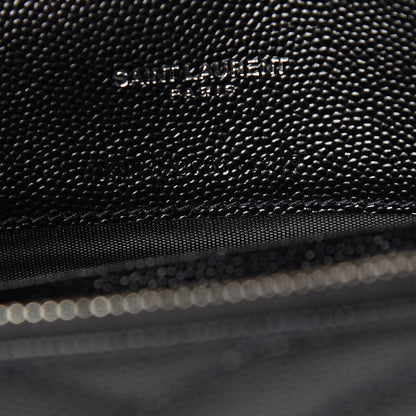 Saint Laurent Grain De Poudre Matelasse Chevron Monogram Envelope Chain Wallet Black 7 of 11