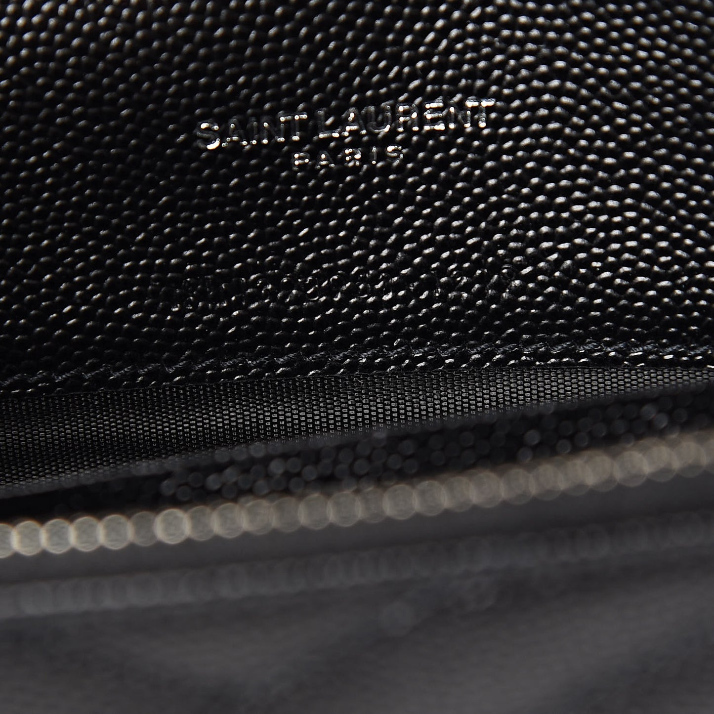 Grain De Poudre Matelasse Chevron Monogram Envelope Chain Wallet Black