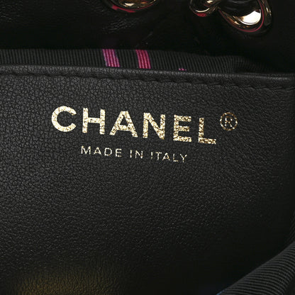 Chanel Shiny Lambskin Quilted Drawstring Backpack Black 6 of 10