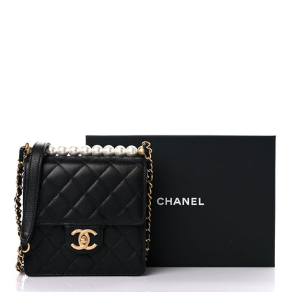 Chanel Goatskin Quilted Chic Pearls Flap Black 10 of 10