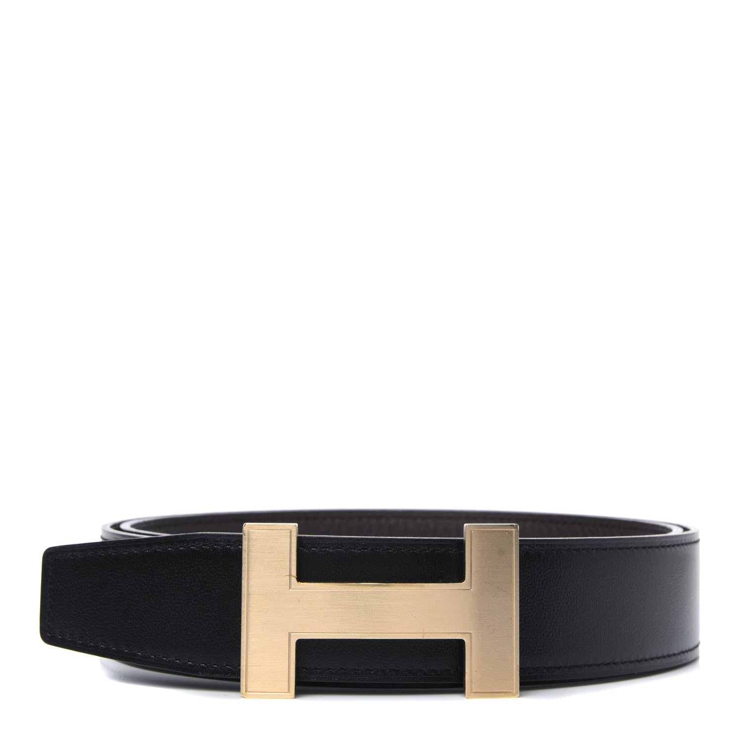 Hermes Box Togo 32mm Quizz H Belt 85 Black Chocolate 1 of 10