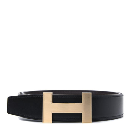 Hermes Box Togo 32mm Quizz H Belt 85 Black Chocolate 1 of 10