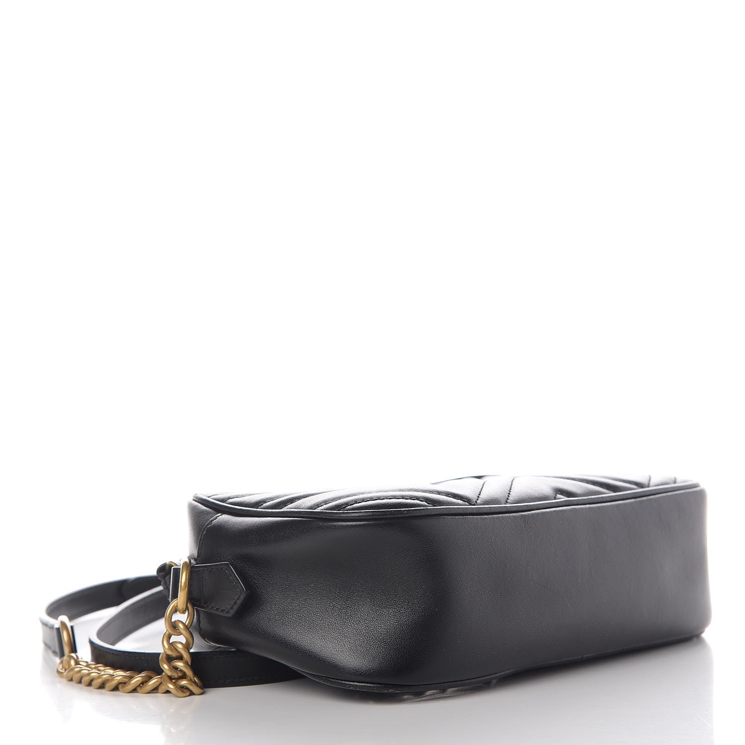 Gucci Calfskin Matelasse Small GG Marmont Chain Shoulder Bag Black 4 of 12