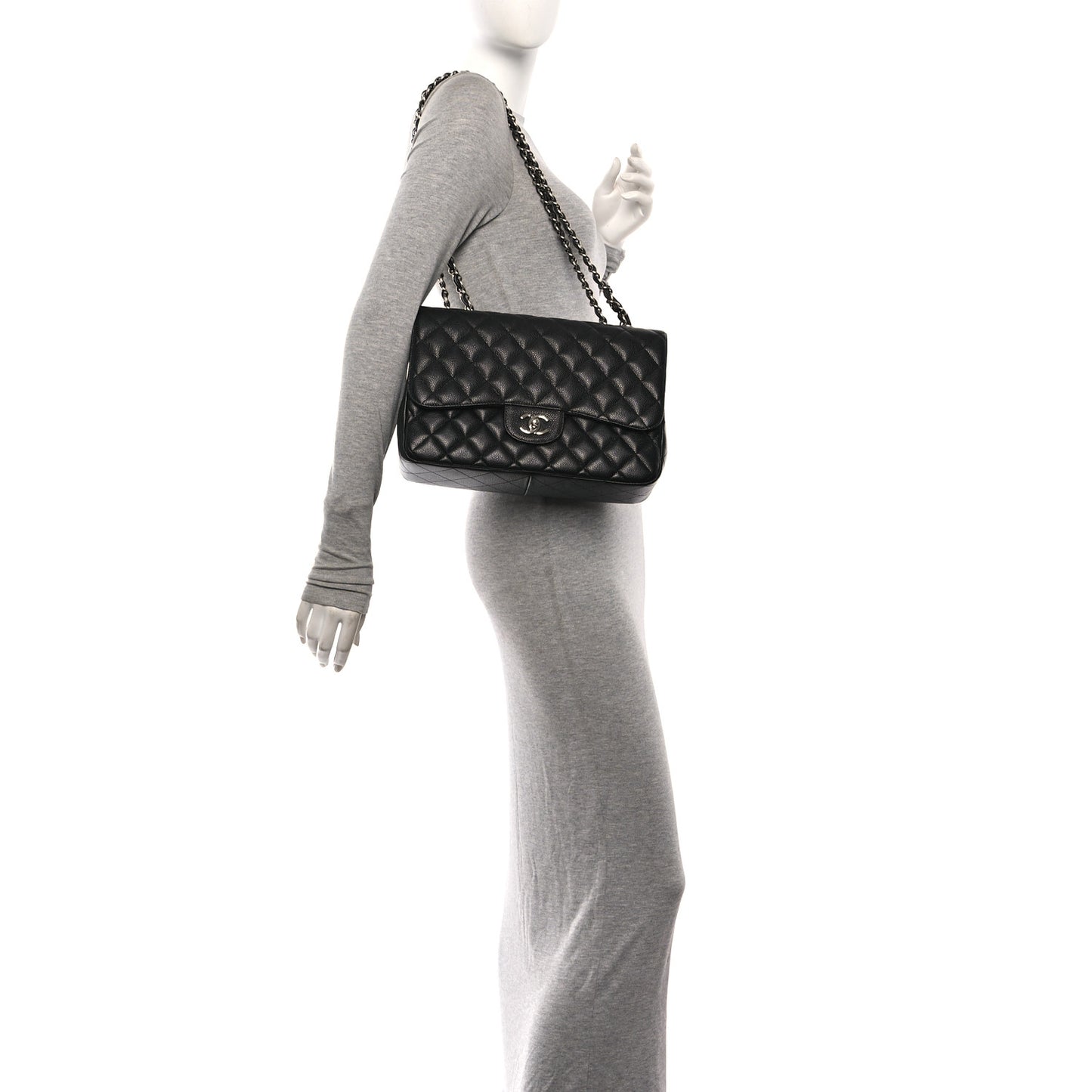 Caviar Quilted Jumbo Single Flap Black