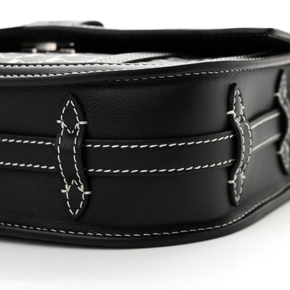 Moynat Grained Calfskin Canvas M Besace Bag Black White 10 of 11