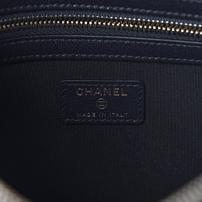Chanel Caviar Quilted Medium Vintage Mademoiselle Cosmetic Case Navy Blue 6 of 8