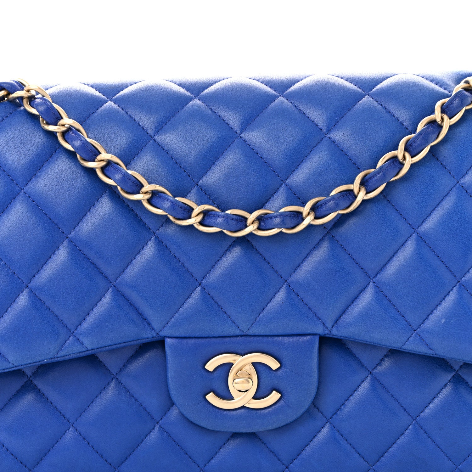 Chanel Lambskin Quilted Jumbo Double Flap Dark Blue 8 of 10