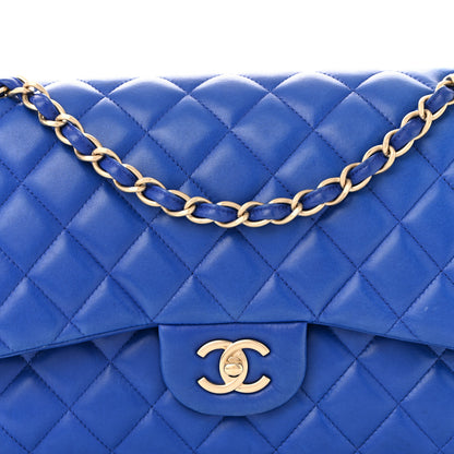 Chanel Lambskin Quilted Jumbo Double Flap Dark Blue 8 of 10