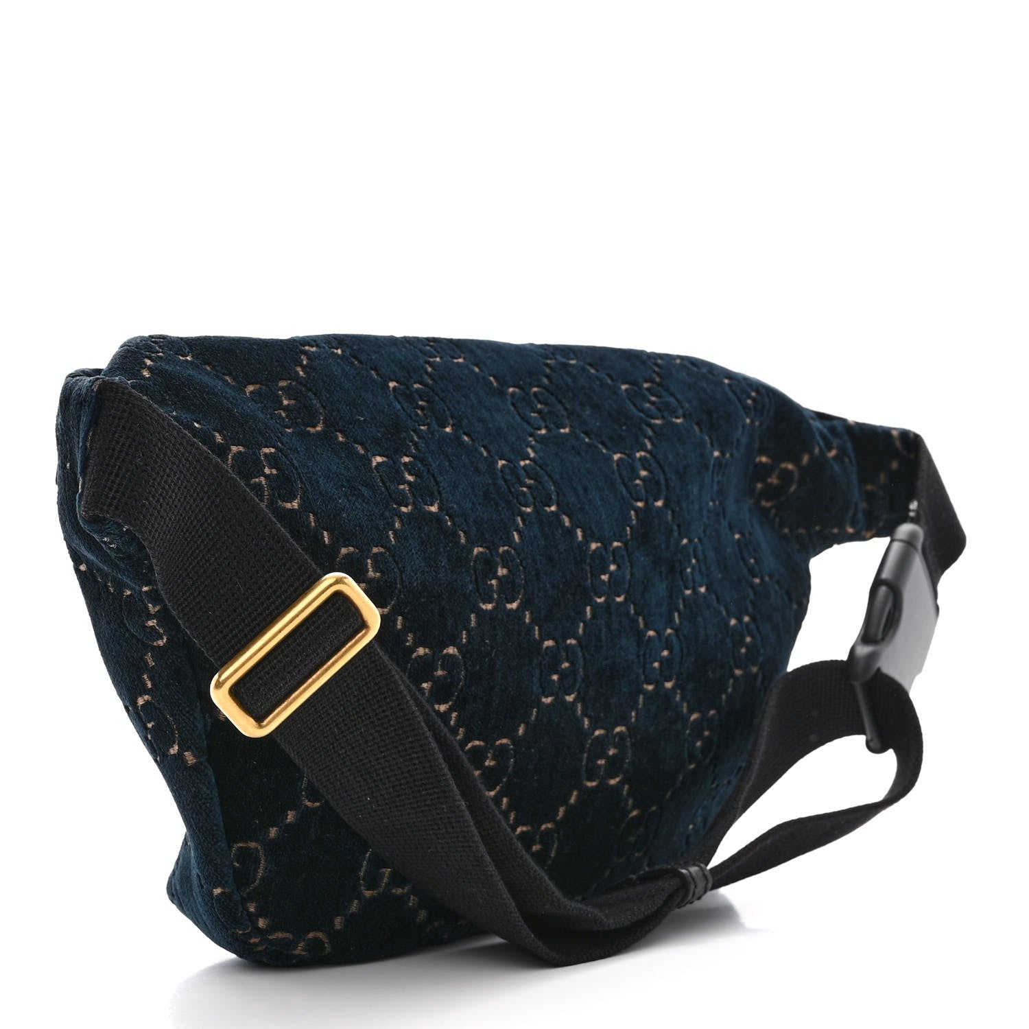 Gucci Velvet GG Monogram Web Belt Bag Blue Beige 3 of 10