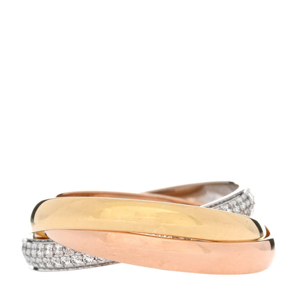 Cartier 18K White Yellow Pink Gold Diamond Small Trinity Paved Ring 54 6.75 3 of 5