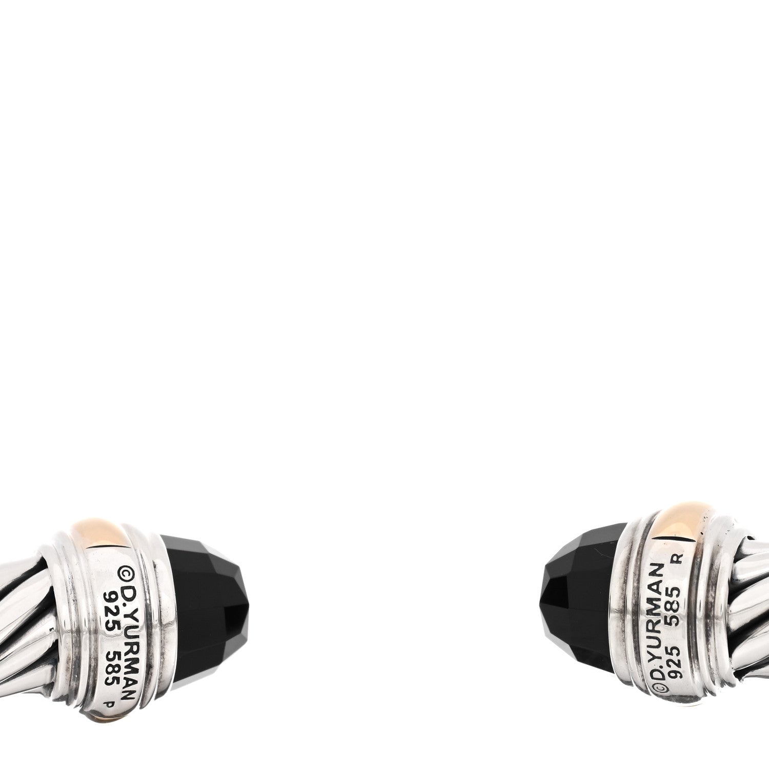 David Yurman Sterling Silver 14K Yellow Gold Black Onyx 7mm Cable Classics Bracelet 3 of 3