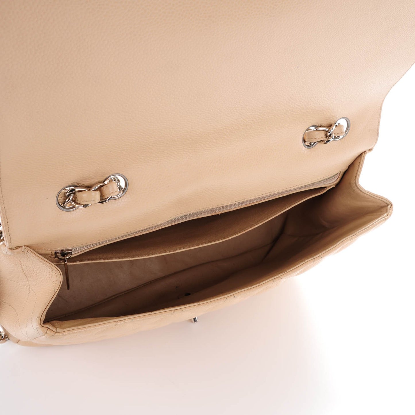 Caviar Quilted Jumbo Single Flap Beige Clair