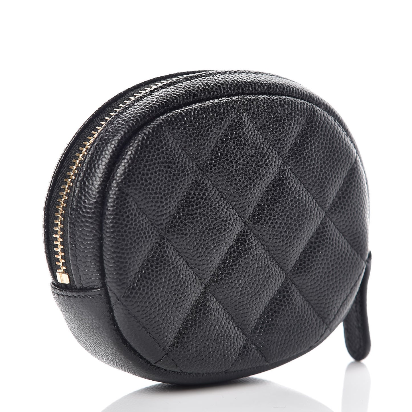 Caviar Quilted Zip Around Classic Coin Purse Black