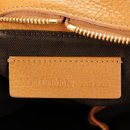 Alexander McQueen Pebbled Calfskin Large Skull Padlock Zip Around Tote Burnt Camel 6 of 7