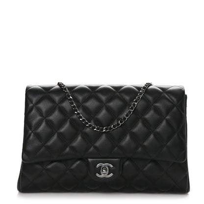 Chanel Lambskin Quilted Clutch with Chain Flap Black 1 of 10