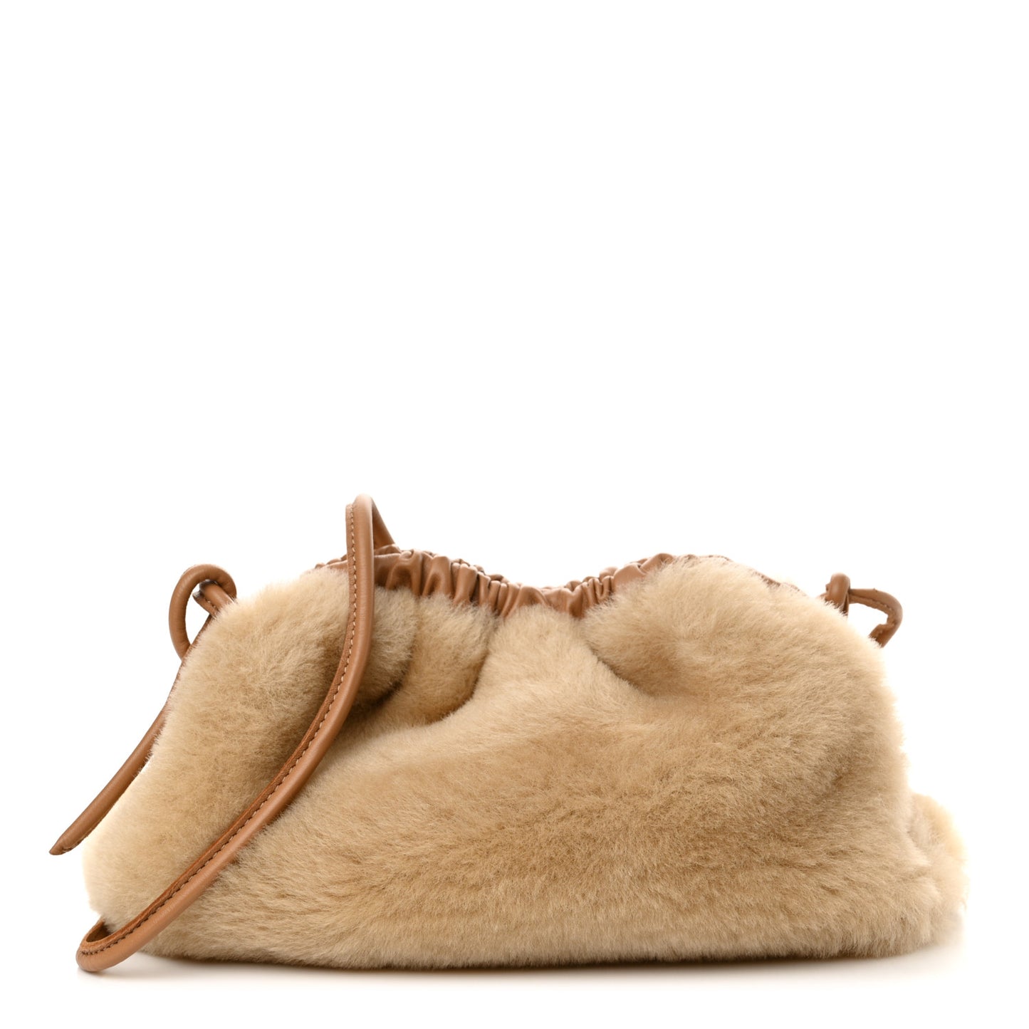 Shearling Mini Cloud Clutch Natural