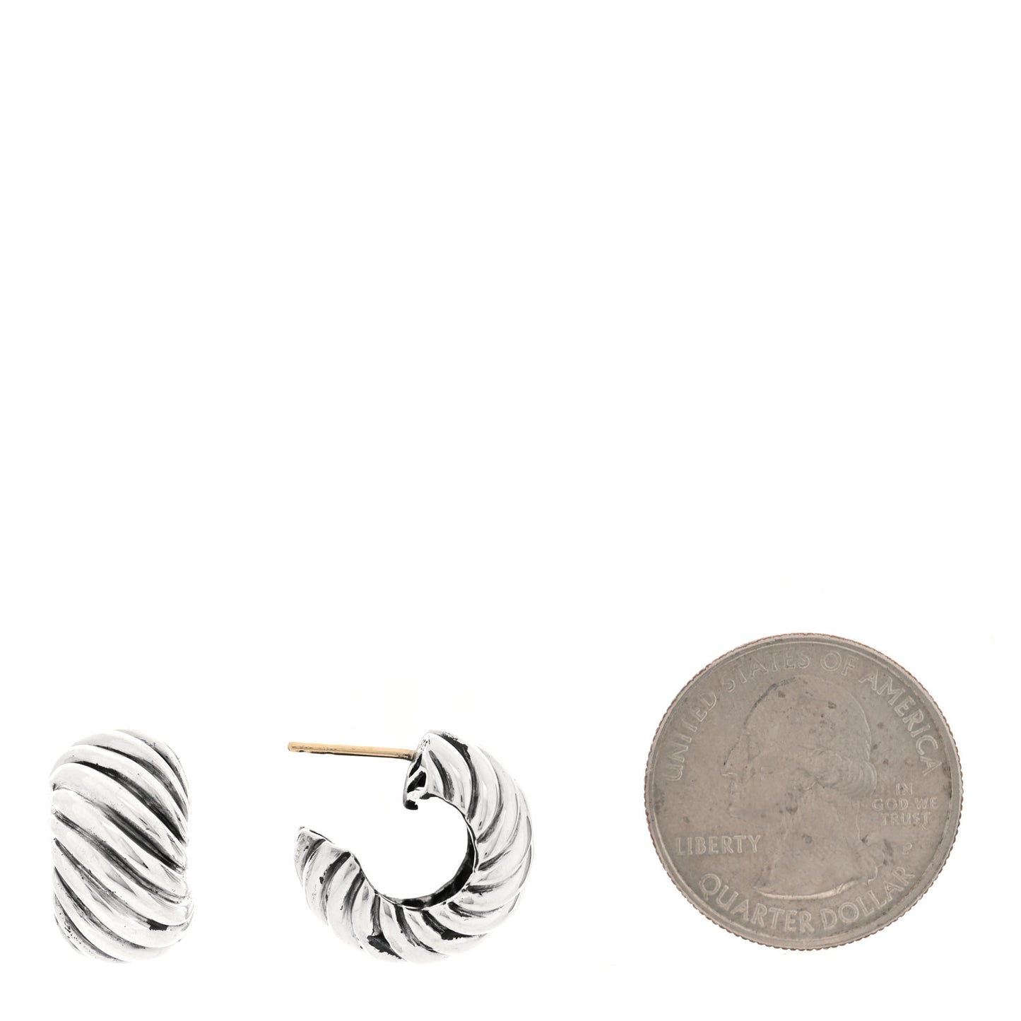 Sterling Silver 11mm Sculpted Cable Shrimp Earrings