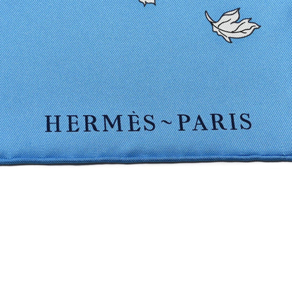 Hermes Silk Robe Legere Scarf 90 Bleu Azure Ocre Roux 2 of 6