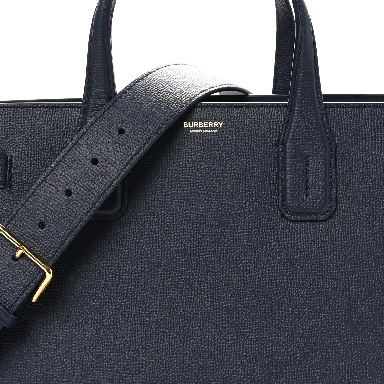 Burberry Derby Calfskin Vintage Check Medium Banner Tote Regency Blue 7 of 10