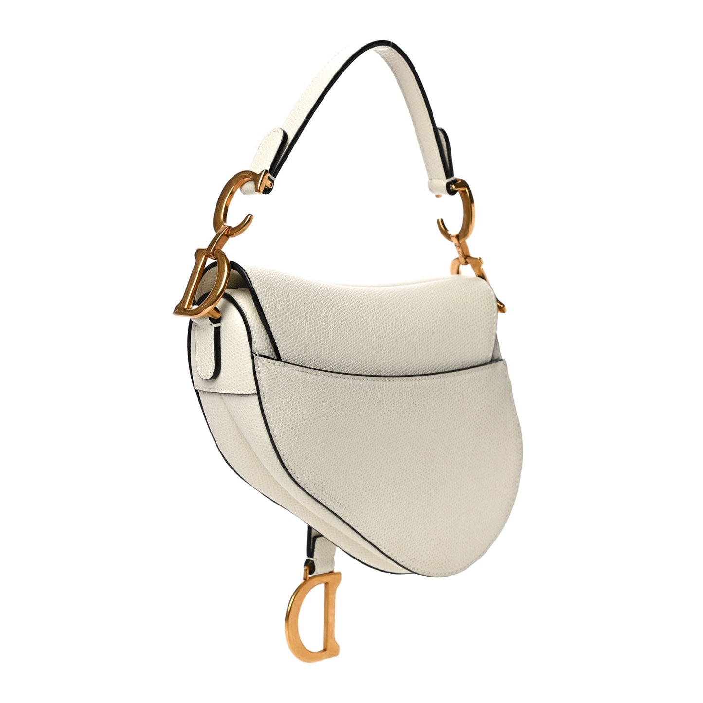 Grained Calfskin Saddle Bag White