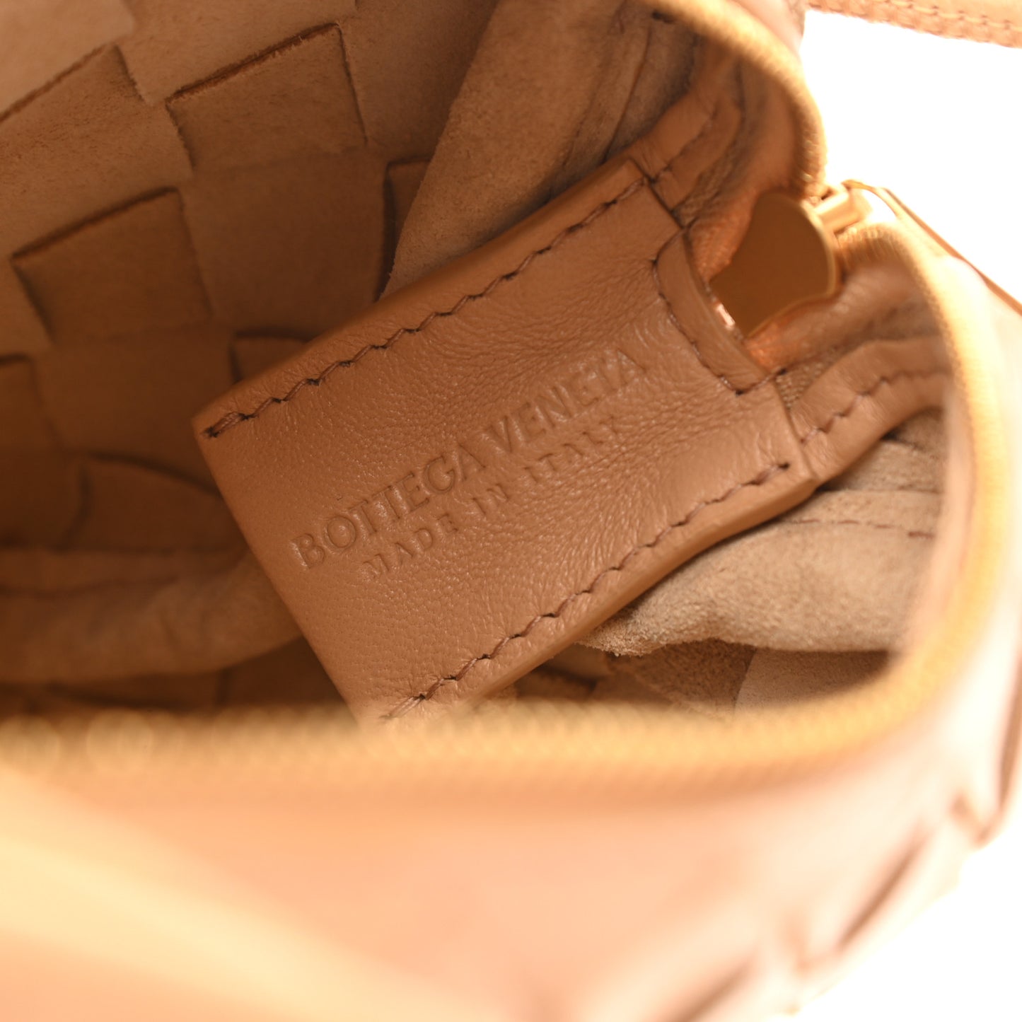 Nappa Intrecciato Mini Loop Camera Bag Almond