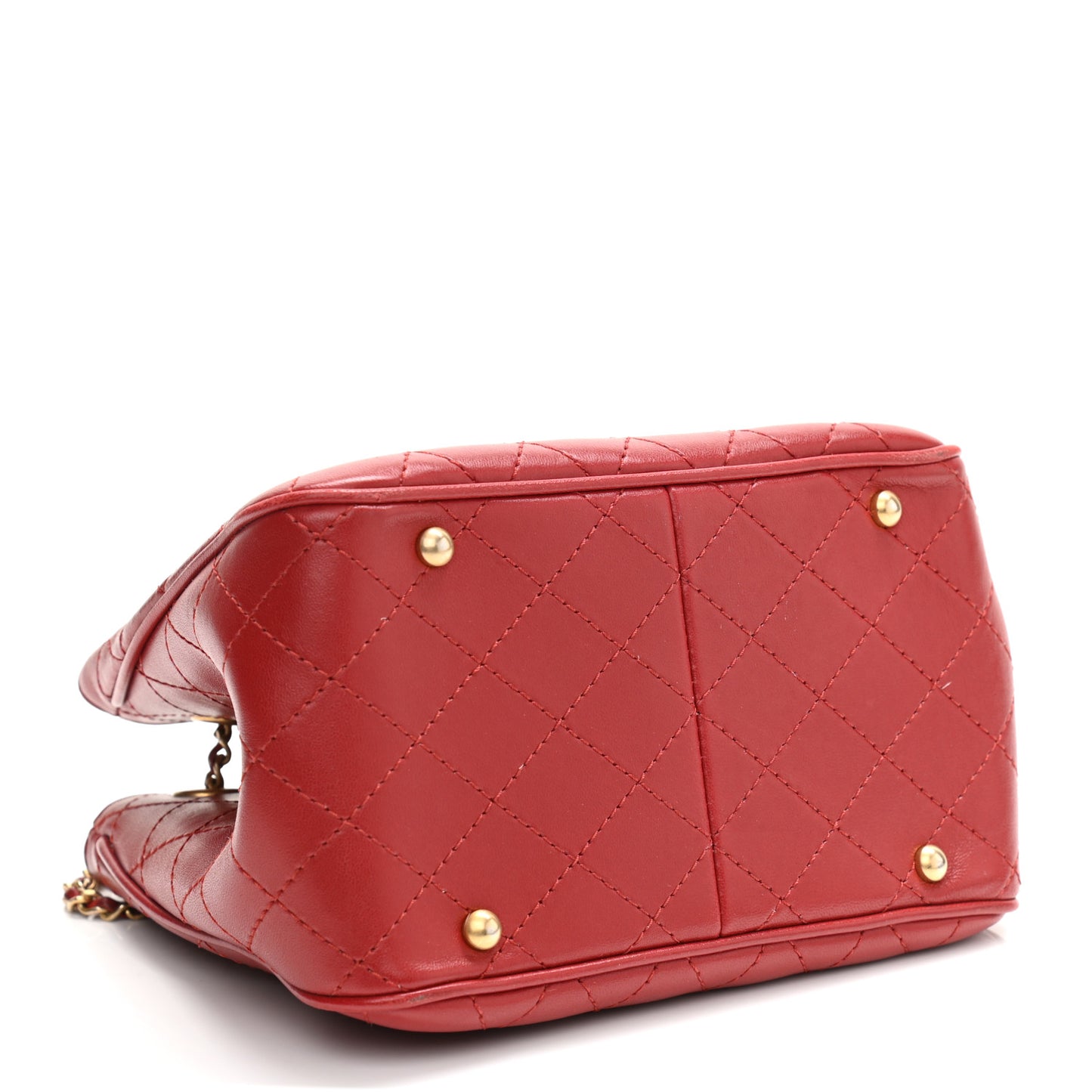 Calfskin Stitched Small Egyptian Amulet Drawstring Bag Red