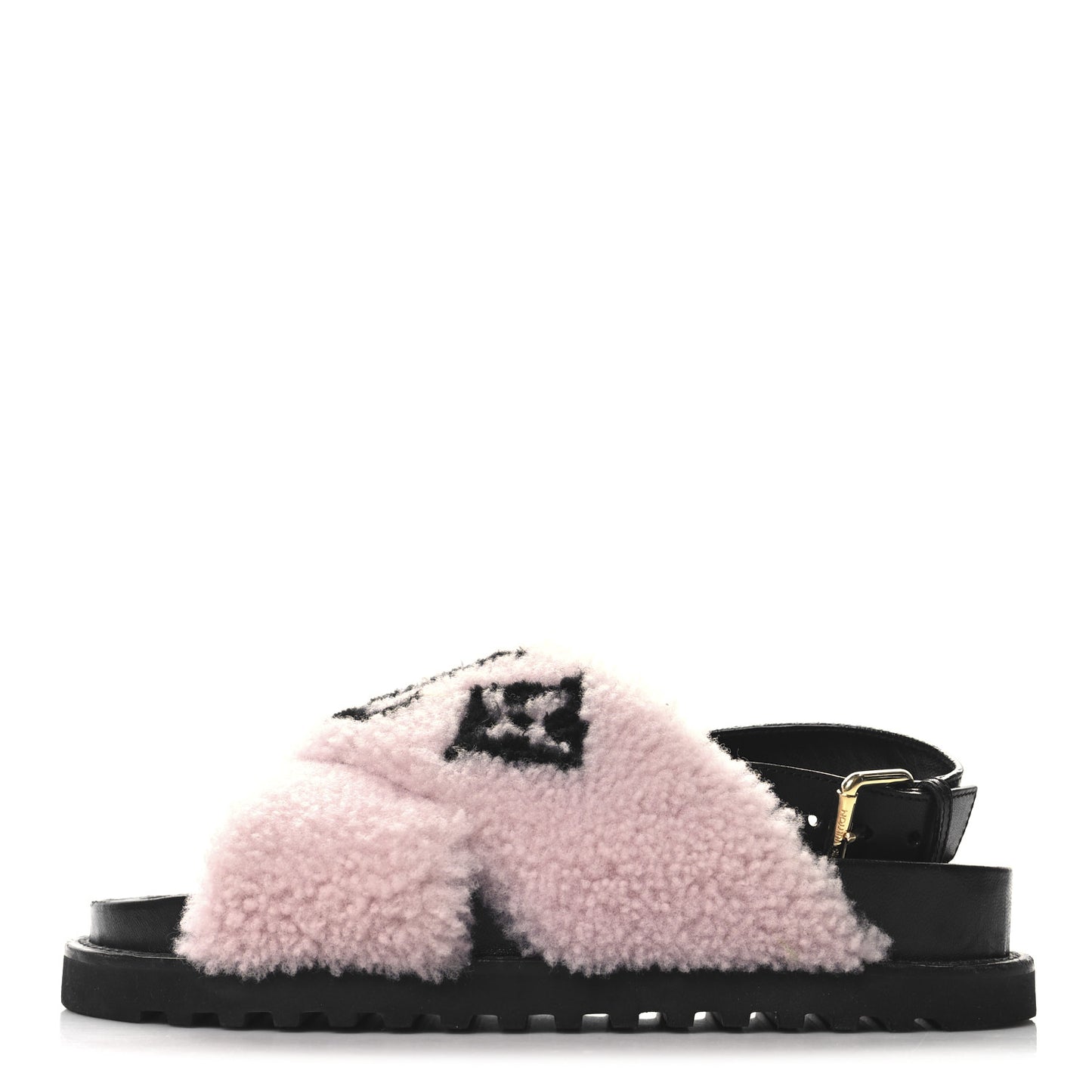 Shearling Calfskin Paseo Flat Comfort Sandal 38 Pink