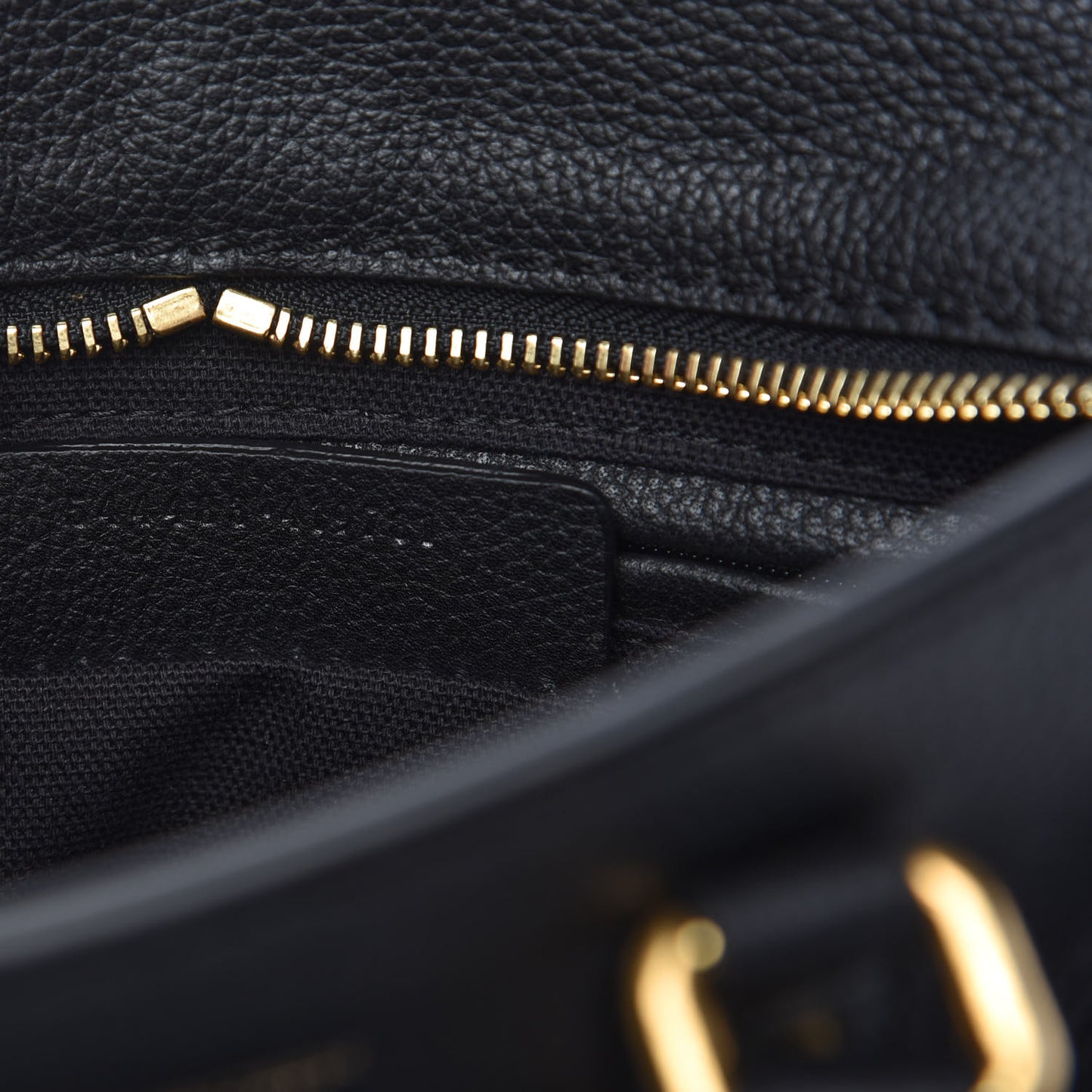 Pebbled Calfskin Mini Skull Padlock Zip Around Tote Black
