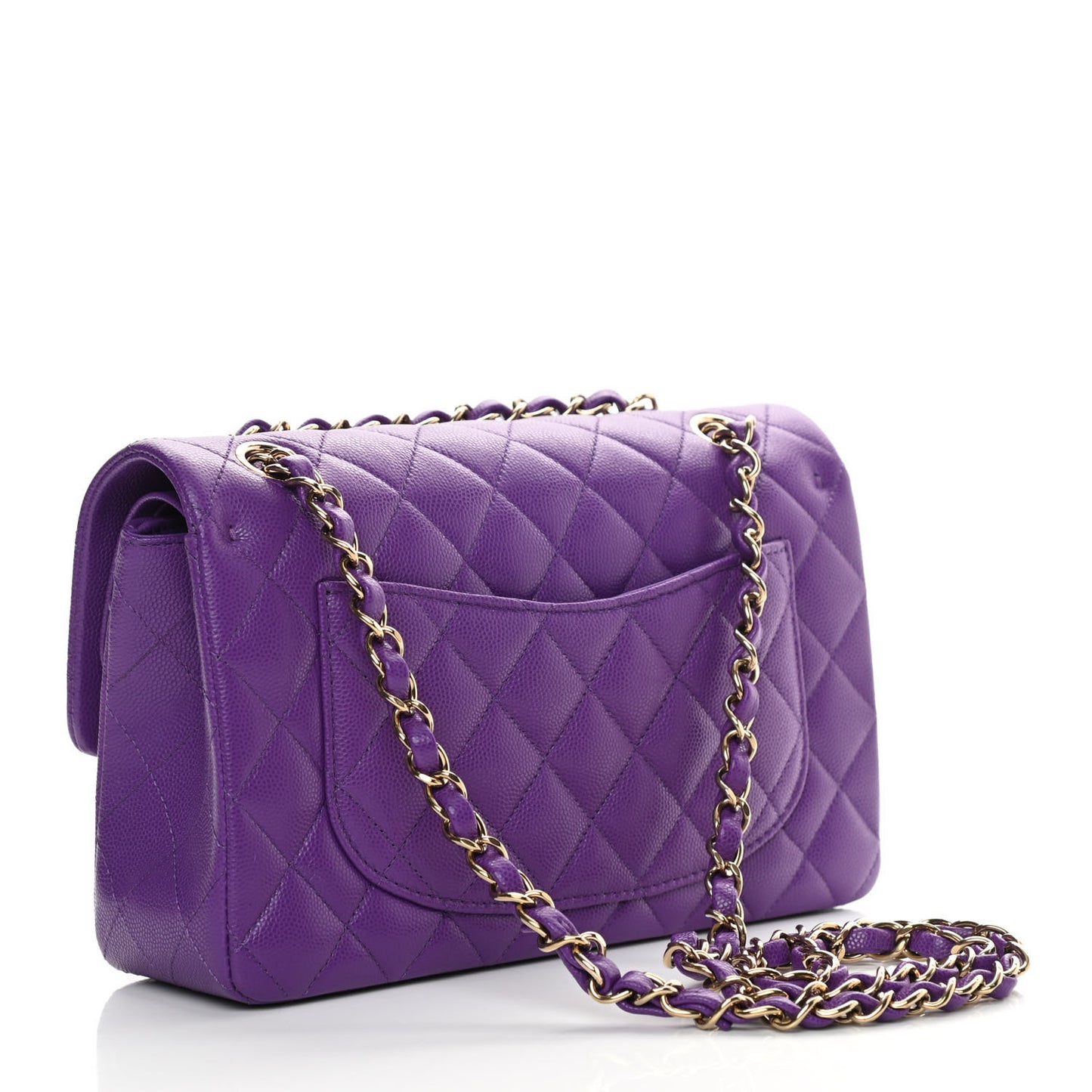 Caviar Quilted Small Double Flap Dark Purple