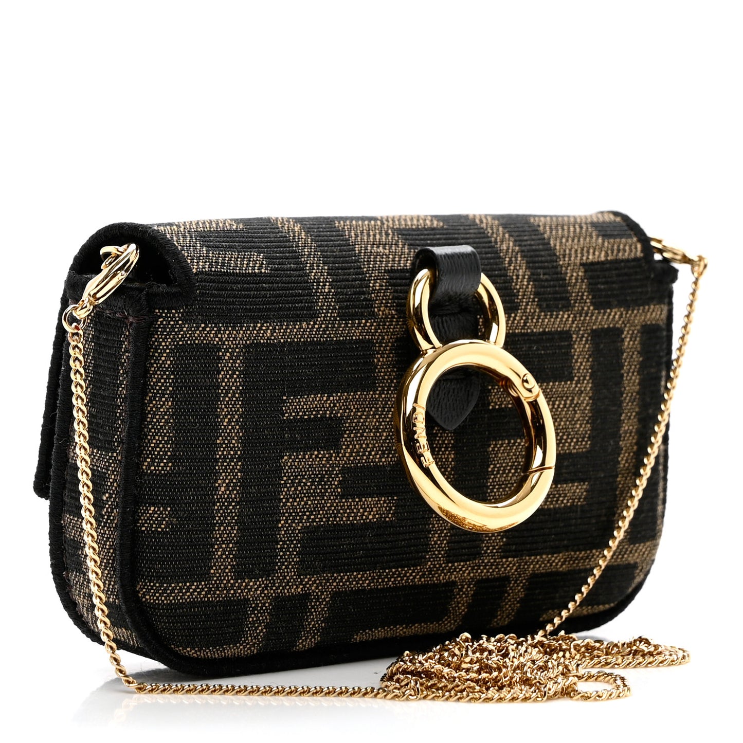 Fabric Jacquard FF 1974 Nano Baguette Charm Tobacco Moro Black