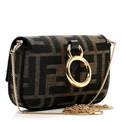 Fendi Fabric Jacquard FF 1974 Nano Baguette Charm Tobacco Moro Black 3 of 7