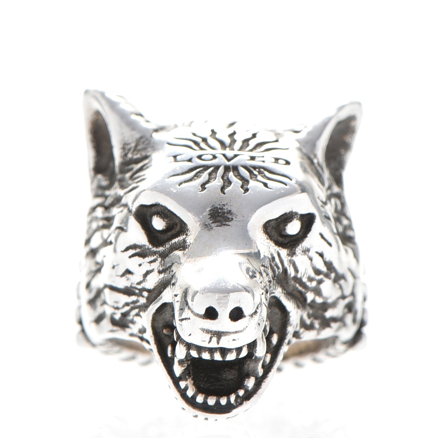 Gucci Sterling Silver Anger Forest Wolf Head Ring 52 6. 3 of 10