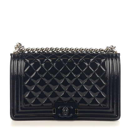 Chanel Patent Quilted Medium Boy Flap Plexiglass Navy 1 of 9