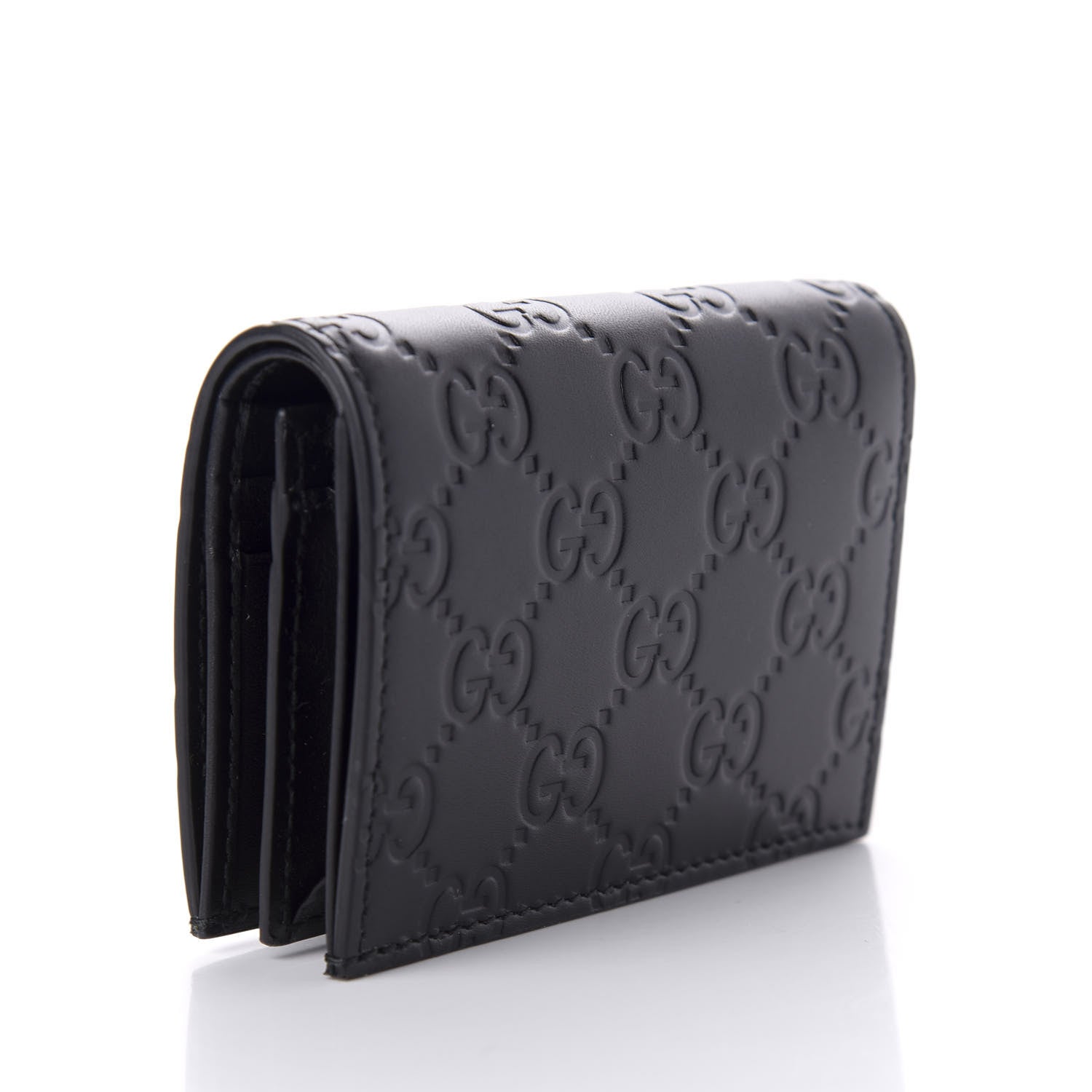 Gucci Guccissima Signature Crystal Cat Card Case Wallet Black 3 of 8