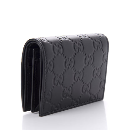Gucci Guccissima Signature Crystal Cat Card Case Wallet Black 3 of 8
