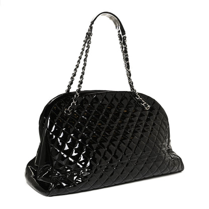 Chanel Patent Quilted Maxi Just Mademoiselle Bowling Bag Black 3 of 11
