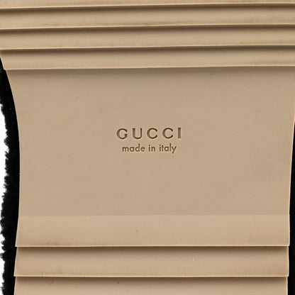 Gucci Shearling Interlocking G Womens Elea Platform Slide Wedge Sandals 37 Black Butterscotch 6 of 7