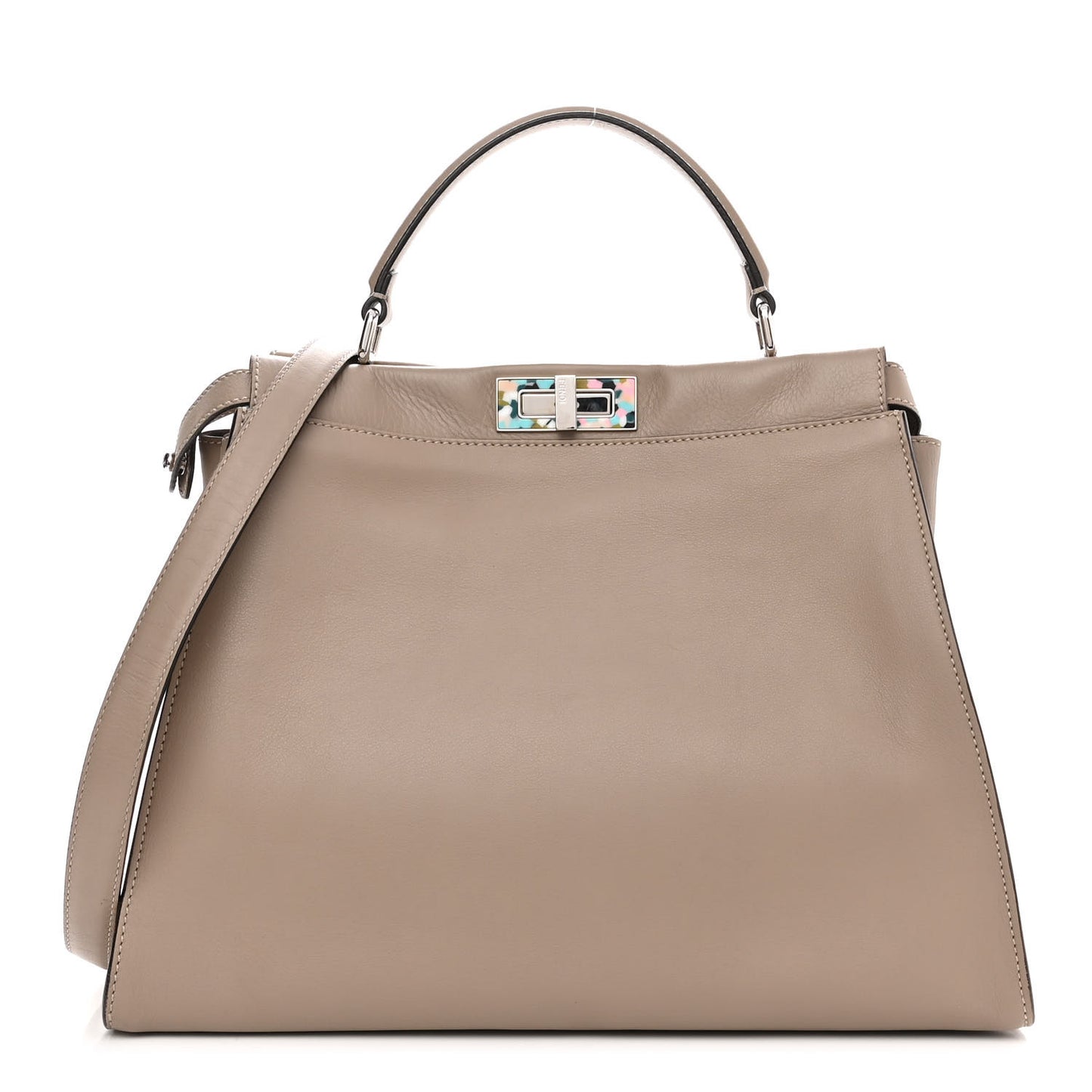 Vitello Seta Plexiglass Granite Large Peekaboo Iconic Satchel Tortora