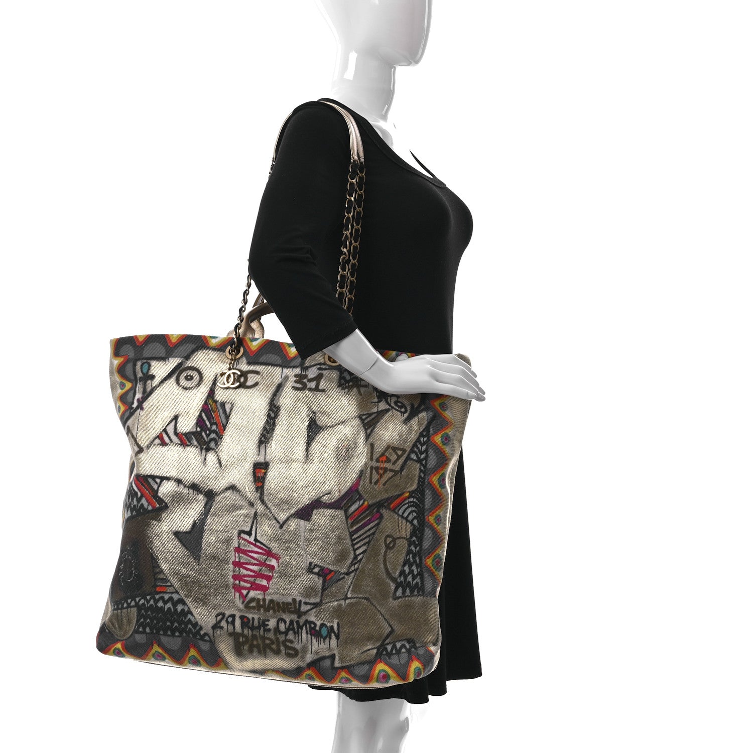 Chanel Graffiti Printed Canvas Street Spirit Tote Multicolor 3 of 9