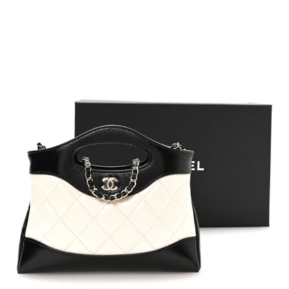 Chanel Shiny Crumpled Calfskin Quilted Nano 31 Shopping Bag White Black 11 of 11
