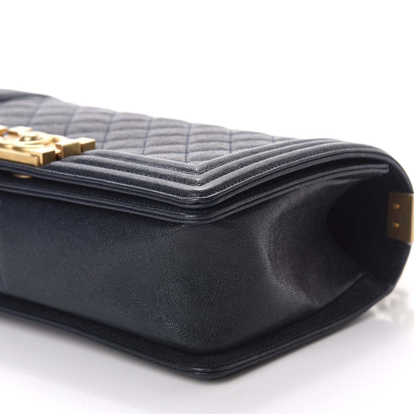 Caviar Quilted Medium Boy Flap Dark Blue