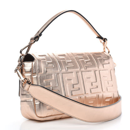 Fendi Vitello Laminato FF 1974 Embossed Baguette Rame 3 of 9