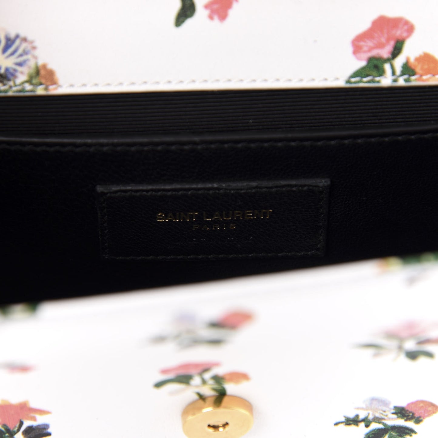 Calfskin Prairie Flower Printed Small Classic Monogram Kate Satchel White