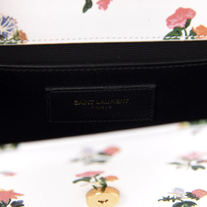 Saint Laurent Calfskin Prairie Flower Printed Small Classic Monogram Kate Satchel White 9 of 10