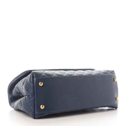 Chanel Caviar Quilted Small Coco Handle Flap Blue 4 of 14