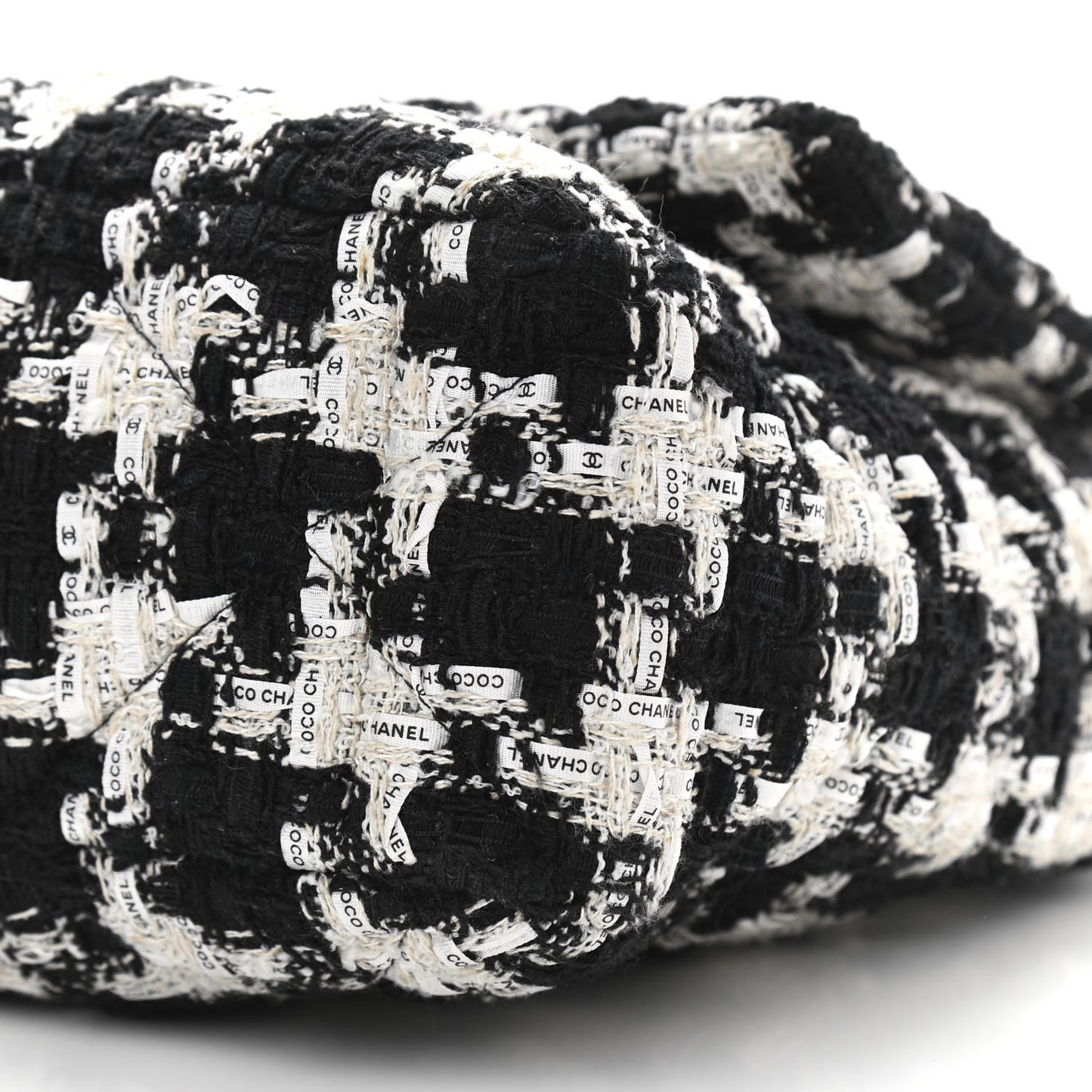 Tweed Quilted Large Chanel 19 Flap Black Ecru White